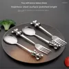 Servis uppsättningar Family Travel Camping Cutlery Modern Simplicity Mode återanvändbar Portable dessertkaka Tools Kök Tillbehör Fruktgaffel