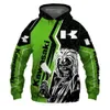 3D Tryckt Kawasaki herrtröja Motorcykelskalle mönster som kör hoodie mode sport pullover