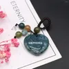 Keychains Natural Stone Keychians Heart Shape Rose Quartzs Tiger Eye For Making DIY Jewerly Necklace Aaccessories 25x32mm