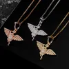 Solid S925 Sterling Silver Angel Wings Pendant Necklace for women Full cubic Zirconia gold plated Hip Hop Female jewelry Accessories Collier birthday gifts bijoux