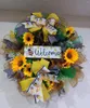 Dekorativer Blumen-Bienen-Sonnenblumen-Kranz-künstliche hängende Anhänger-Verzierungen für Haustür-glücklichen Honig-Tagesdekor