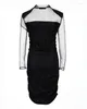 Casual jurken pure mesh metallic bodycon -jurk met lange mouwen Koreaanse mode dames elegante chique chique sexy kanten dames kleding