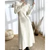 Casual Dresses Women Solid Knit Sweaters Dress Turtleneck Full Sleeve Long Skirts A Line High Waist Thick Autumn Winter Office Lady