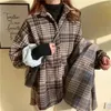 Frauen Blusen Samt Verdickung Äußere Tragen Warme Schößchen Hemd Frauen Koreanische Plaid Jacke Herbst Winter Mode 2023 Tasche