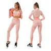 Ensembles actifs 3 pièces ensemble de Yoga femmes tenues sans couture fermeture éclair à manches longues soutien-gorge de sport Leggings Fitness Sportswear vêtements de sport Sport pour