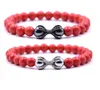 Strand 2pcs naturel 8mm bracelet en pierre double face griffe d'aigle micro pavé cz poulpe perlé hommes femmes luxueux bracelets chakra chanceux