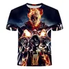 Heren t shirts schedel t-shirt zwarte vlam motorfiets punk 3D geprinte hiphop casual straatkleding top