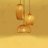 Lampy wiszące klasyczne 3pcs bambooo drewniana lampa sufitowa Lekkie żyrandole życiowe łóżko