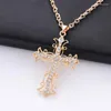 Hanger kettingen Rhinestone Jezus kruis alloeg holte trui ketting ketting religieus kruisbeeld christelijke ornamenten dames mode 2023