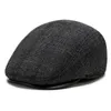 Berets Autumn and Winter Men's Beret Warm Protective Ear Tweed Cap Sunshade Cotton Octagonal Old Man Forward Painter's 230421