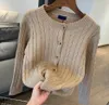 Automne hiver concepteur petit cheval broderie Polo tricoté pull pour femmes en vrac décontracté chanvre fleur tricots t-shirts vêtements d'extérieur femme