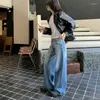 Women's Jeans H.sa Baby Blue Loose Straight High Waist Autumn Winter Design Washed Versatile Wide Leg Pants Trend Trousers