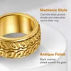 Cluster Rings U7 Stainless Steel Tire Tyre Design Anti Anxiety Spinner Ring For Man 10mm Chunky Thumb Cool Black Gold Color Unisex Jewelry