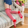 Chaussettes longues à rayures rouges et blanches pour femmes, bas japonais de noël pour femmes, au-dessus du genou, accessoires de Cosplay d'halloween