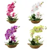 Dekorativa blommor konstgjorda fjärilar orkidéer kruka simulerade falska för hemträdgård kontor bord rum dekoration ornament