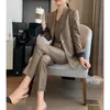 Vestidos de trabalho conjunto de terno de negócios feminino primavera 2023 vestido profissional cor café três peças