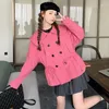 Damen-Grabenmäntel, zweireihig, Kordelzug, süßer rosa Mantel, Jackct für Frauen 2023 Herbst, elegant, koreanischer Stil, lose kurze Windjacke