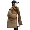 Women's Trench Coats Down Cotton Jacket Mid Length 2023 Off-season Fashion Hooded Drawstring Waist Pocket Winter Coat