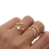 Wedding Rings Delicate White Fire Opal Ring Gold Color Plated Drop Dainty Cz Tiny Set For Women 4pc Stack