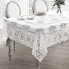 Allison Victorian Heirloom Lace 직물 식탁보, 빈티지 가리비 폴리 에스테르 레이스 식탁보, 60 인치 x 102 인치 직사각형/사각형, 흰색