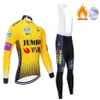 Hiver 2022 JUMBO jaune équipe cyclisme Jersey 19D vélo pantalon ensemble Ropa Ciclismo hommes thermique polaire Pro vélo Jersey Maillot wea234b