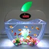 Aquário USB Mini Aquário com LED Night Light LCD Tela e tanque de peixes de relógio Personalize tanque de aquário Tanque de peixe D20 Y20305L