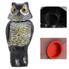 Realistisk fågelskarare roterande huvudljud Owl Prowler Decoy Protection Repellent Pest Control Scarecrow Moving Garden Decor Q0811239L