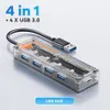 Transparent 5 in 1 USB 3.0 HUB Type C HUB To USB3.0 High Speed Splitter Box 4 Ports Usb Charging Adapter For PC
