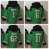 Kelce 62 Hurts 1 Brown 11 Smith 6 Football Pullover Hoodies Fans Hoody Tops Size S-XXXL Kelly Green Color