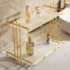 Bathroom Shelves Stainless Steel Frame Acrylic Bottom Plate Storage Holder Bathroom Washbasin Toiletries Shelf Home Dresser Cosmetic Storage Rack 230422