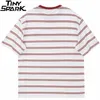 Polos Polos Hip Hop Streetwear T Shirt Vintage Retro Striped T Shirt HARAJUKU BAWESTA Casual Tshirt 2023 MĘŻCZYZNA Summ