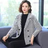 Women's Fur Houndstooth Checkered Plaid Coat Fluffy Jacket 2023 Luxury Designer Black And White Check Overcoat Female