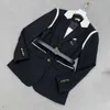 Ternos femininos blazers designer 2023 outono/inverno novo estilo elegante com cinto contraste polo gola terno casaco 36pa