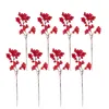 Fleurs décoratives 10Ppcs Simulation Baies Rouges Bouquet Branches De Baies Artificielles Étamine De Cerisier Pour La Maison Noël Année Cadeau Fleur De Mariage