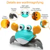 INDUCTIE ESCAPE CRAB Oplaadbare games speelgoed Toy Electric Pet Musical Toys Children's Birthday Gifts Interactive speelgoed Leer speelgoed te beklimmen SS2069