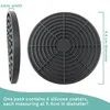 Настольные коврики черные круглые силиконовые резиновые напитки подставки (набор 6), не скользящие идеальные для домов батончиков