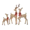 Decorações de Natal Conjunto de 3 Lightup Glitter Deer Family com 210 Luzes Incandescentes Claras Decoração Inflável Ao Ar Livre Feliz 231121