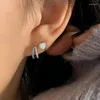 Pendientes de aro geométricos, turquesa, azul, blanco, Zirconia, hebillas para las orejas, exquisito y elegante para mujer, joyería de diseño Original