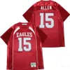 Football High School Firebaugh Eagles Jerseys 15 Josh Allen Breathable Pure Cotton HipHop University For Sport Fans Team Red College Moive Pullover Stitched Mans