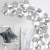 Décoration de fête 102pcs métallisé argent blanc ballons confettis guirlande arc kit baby shower anniversaire mariage décorations de remise des diplômes