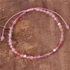 Bracelets porte-bonheur 4mm perles de Quartz fraise Bracelet délicat cordon de pierres précieuses tressé tibétain réglable amitié femmes bijoux livraison directe
