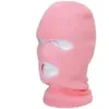 Gorras de ciclismo Máscaras Color puro Cubierta de cara completa Máscara 3 agujeros Pasamontañas Punto Invierno Esquí Calentador Bufanda Outdoor208Y