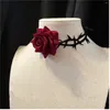 Collier ras du cou pour femmes, grande mode Punk, Rose épineuse, pendentif fleur Ollar, été, fête en Club, Sexy