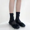 Women Socks Japanese Style Girls Long Summer Hollow Out Mesh Breathable Lace Ruffle JK Lolita Kawaii Bowknot Cute