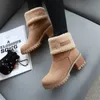 Laarzen Dames Luxe Bont Warme Snowboots Winter Designer Warme Wollen Enkellaarsjes Platform Schoenen Omgeslagen Rand Korte Laarzen 231122