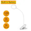 Tafellampen cliplamp buigbaar USB Touch Switch Oogbescherming 3 Modi 1200mAh 18650 Batterijleren Dimmabletable