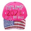 Diamante listrado American Flag Baseball Cap 2024 Trump jeans Sun Hat Letter Caps atingidos