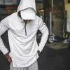 Gymkläder Mens Running Jackets Hoodies Fitness Sportwear Gym Clothing Body Building Workout Sweatshirt Jogging Training Hooded Sport Shirt T230422