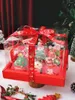 Gift Wrap Year Cake Decoration Christmas Tree Santa Claus Insert Muffin Paper Cups Topper Clear Handheld Packaging Box