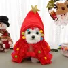 Costumi per gatti 1pc Autunno e inverno Natale Abbigliamento per animali domestici Mantello bicolore con scialle Cappotto per cani Cosplay Costume da Babbo Natale Forniture per le vacanze